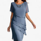 Elegante vloeiende damesjurk met volant - veelzijdig voor ceremonie en casual