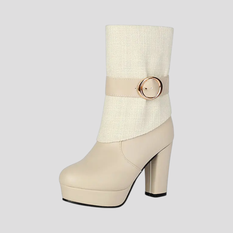 Stivaletti con Tacco Alto, Maglia Cablé e Dettaglio a Catena Donna - Beige - BOOTS Boots & Shoes cablé catena dettaglio donna maglia shoes shoes for women shoes woman Shoes women stivaletti stivaletti tacco - Concept Palermo