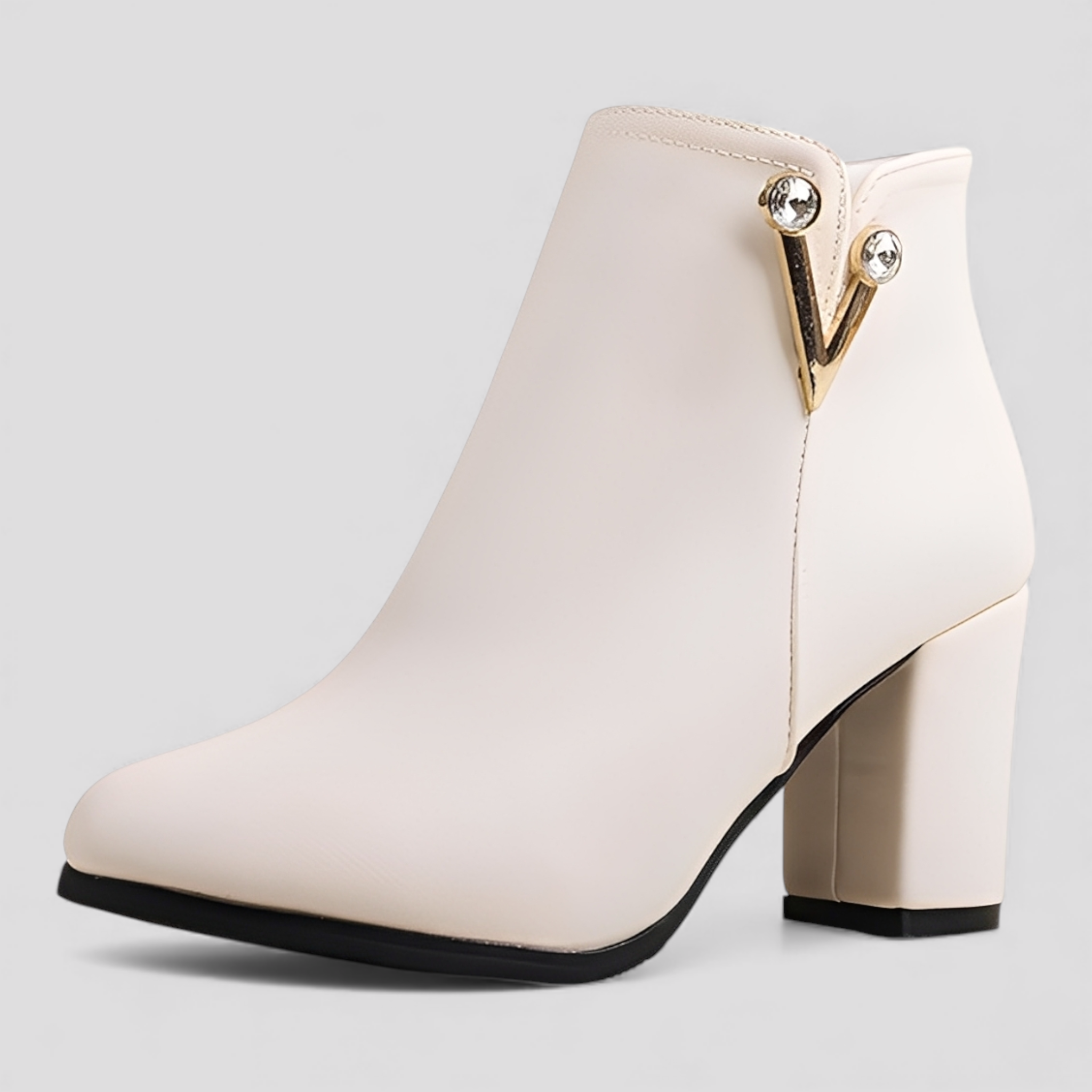 Stivaletti alla caviglia con dettagli in cristallo e zip laterale Pelle - Beige - alla BOOTS Boots & Shoes caviglia cristallo dettagli laterale pelle shoes stivaletti - Concept Palermo
