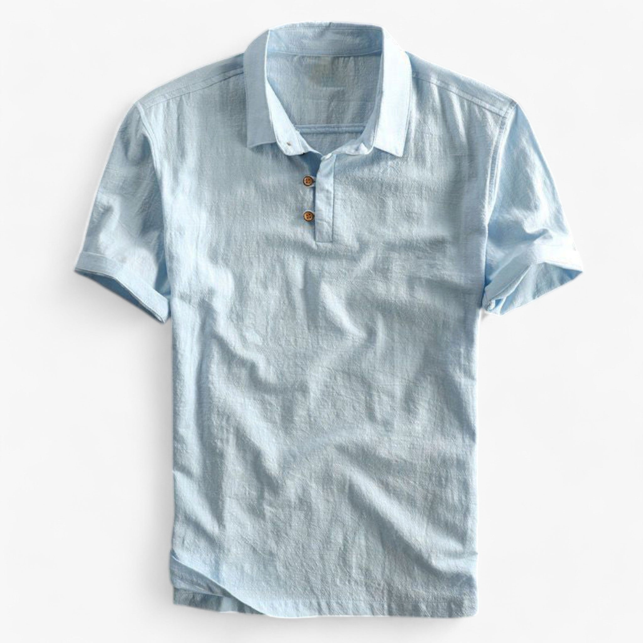 Polo da Uomo in Lino Traspirante - Vestibilità Regolare per Estate - Blu chiaro - lino men's top clothes polo polo lino uomini uomo - Concept Palermo