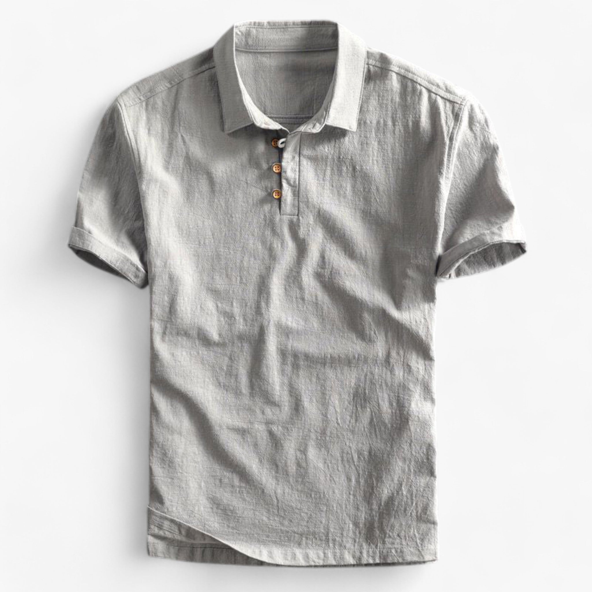 Polo da Uomo in Lino Traspirante - Vestibilità Regolare per Estate - Grigio - lino men's top clothes polo polo lino uomini uomo - Concept Palermo
