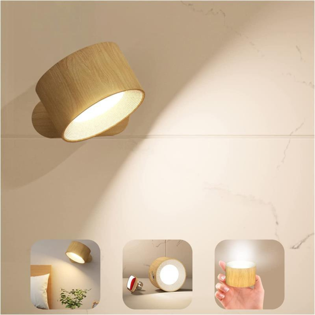 Lampada da parete wireless ricaricabile a 360° - Legno - home home & garden lampada lampada parete parete ricaricabile Væglamper wireless - Concept Palermo