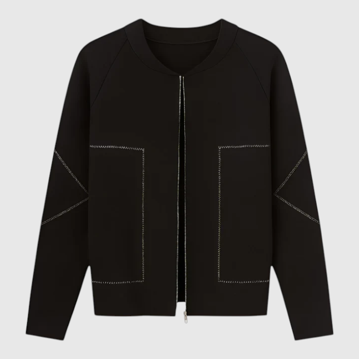 Giacca da Donna con Cerniera – Leggera e di Stile - Nero - cerniera donna giacca giacca autunnale donna giacca casual donna giacca donna giacca donna con cerniera giacca elegante donna giacca leggera donna giacca pratica con zip giacche da donna leggera stile - Concept Palermo
