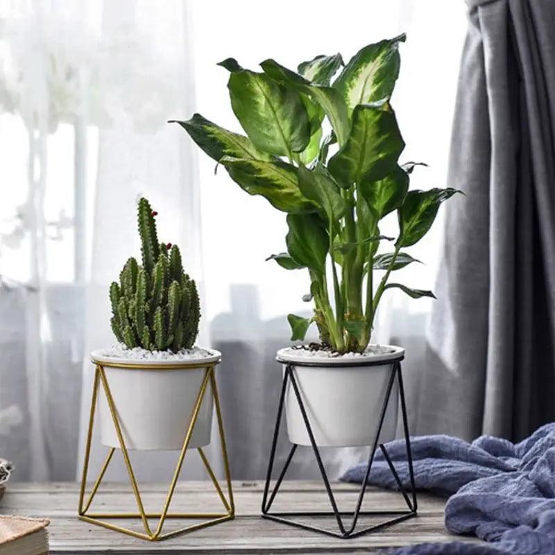 Vaso di fiori in ceramica con supporto in ferro Moderna fioriera per piante d'aria e succulente - - aria ceramica Ceramics Decor ferro fiori fioriera Flowerpots home & garden moderna piante - Concept Palermo
