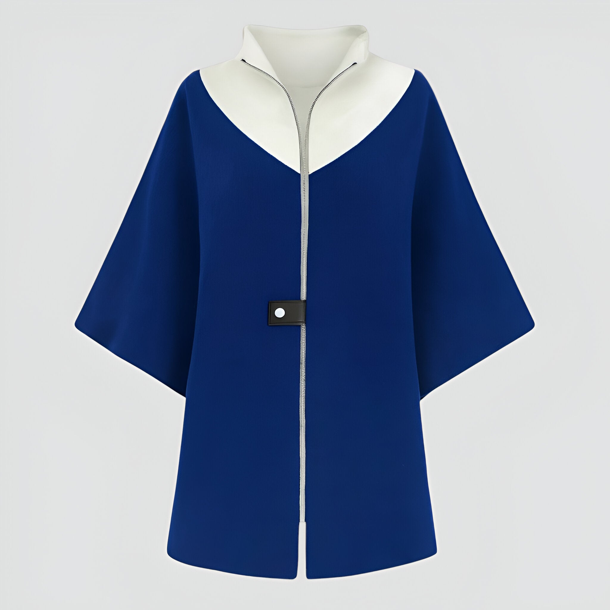 Cappotto donna in lana con zip - Blu - cappotto cappotto donna donna lana Mode féminine Veste avec zip Veste bicolore Veste casual chic Veste col montant women's top clothes Élégante et confortable - Concept Palermo