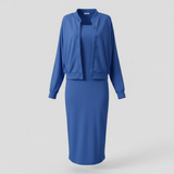 Dames midi jurk met bijpassend vest