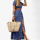 Lange boho-chic paisley jurk voor dames met dunne bandjes - perfect voor de zomer