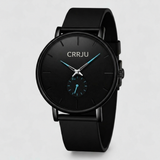 Reloj de hombre negro y azul - Reloj de pulsera de cuarzo de lujo impermeable