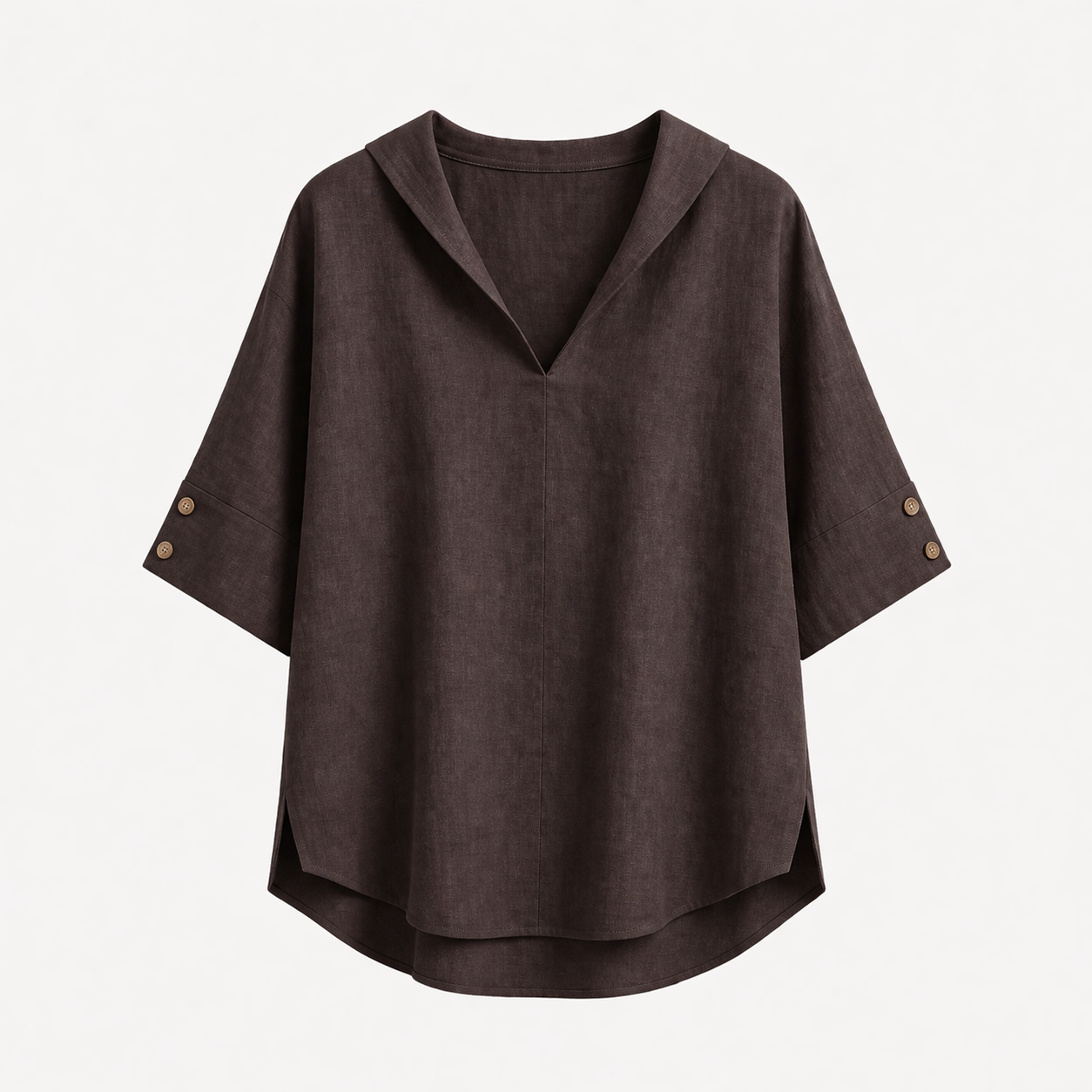 Blusa Donna Elegante in Poliestere con Colletto Classico - Vari Colori e Taglie - Marrone scuro - abbigliamento casual blusa blusa ampia blusa donna blusa donna estiva blusa in lino cotone donna leggera lino maglia traspirante moda donna outfit versatile style chic tessuto naturale top leggero women's top clothes - Concept Palermo