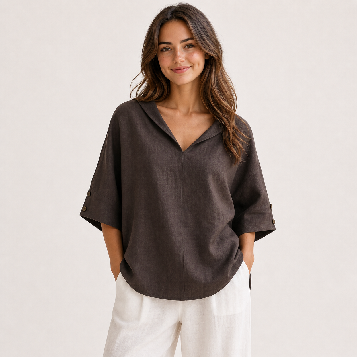 Blusa Donna Elegante in Poliestere con Colletto Classico - Vari Colori e Taglie - - abbigliamento casual blusa blusa ampia blusa donna blusa donna estiva blusa in lino cotone donna leggera lino maglia traspirante moda donna outfit versatile style chic tessuto naturale top leggero women's top clothes - Concept Palermo