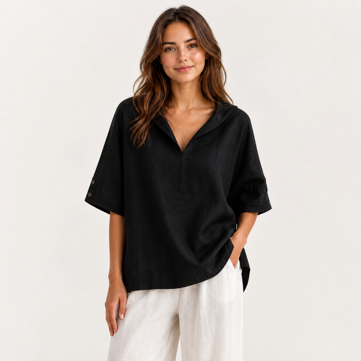 Blusa Donna Elegante in Poliestere con Colletto Classico - Vari Colori e Taglie - - abbigliamento casual blusa blusa ampia blusa donna blusa donna estiva blusa in lino cotone donna leggera lino maglia traspirante moda donna outfit versatile style chic tessuto naturale top leggero women's top clothes - Concept Palermo