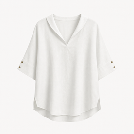 Blusa Donna Elegante in Poliestere con Colletto Classico - Vari Colori e Taglie - Bianco - abbigliamento casual blusa blusa ampia blusa donna blusa donna estiva blusa in lino cotone Cotton donna leggera lino maglia traspirante moda donna outfit versatile Solid style chic tessuto naturale top leggero Women women's top clothes - Concept Palermo
