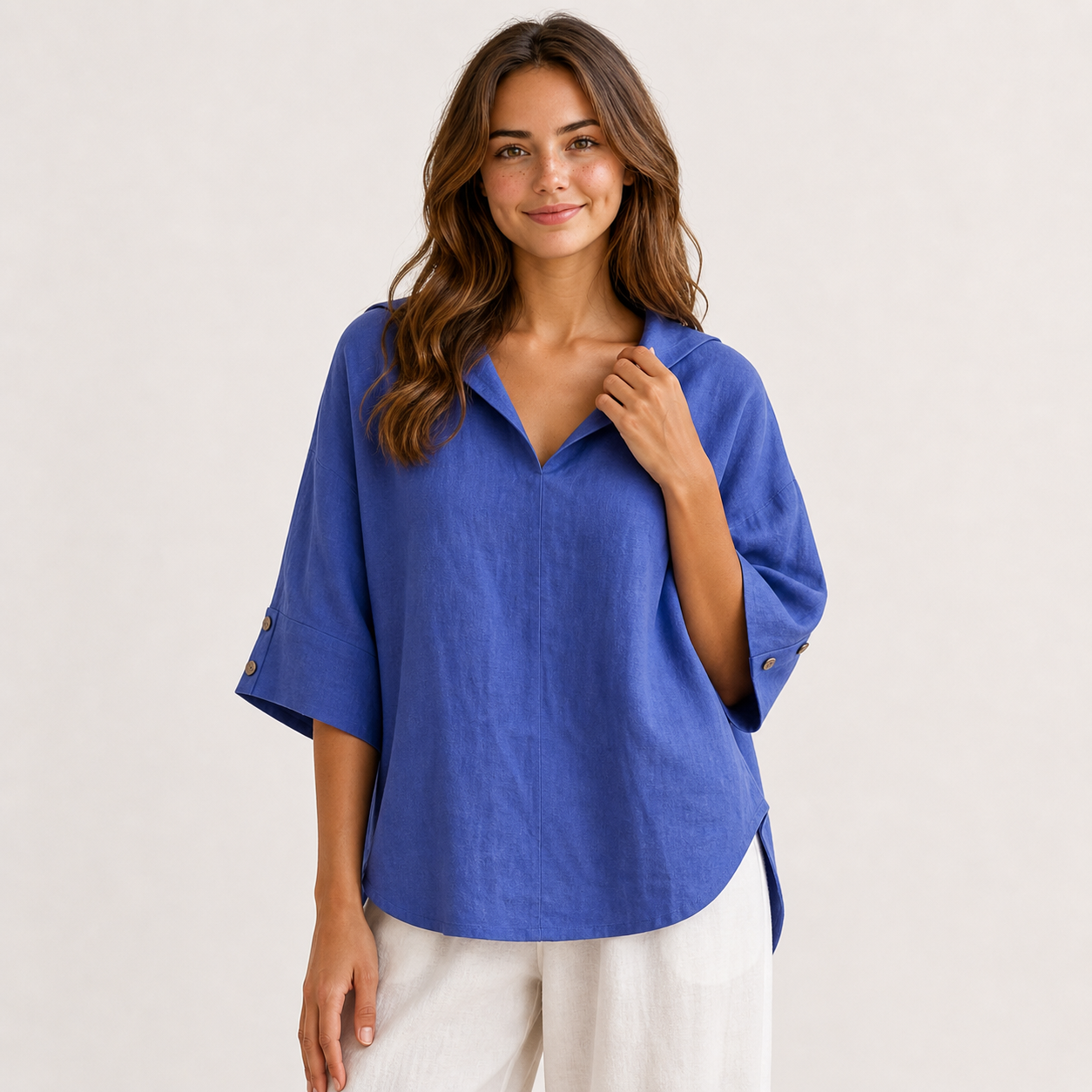 Blusa Donna Elegante in Poliestere con Colletto Classico - Vari Colori e Taglie - - abbigliamento casual blusa blusa ampia blusa donna blusa donna estiva blusa in lino cotone donna leggera lino maglia traspirante moda donna outfit versatile style chic tessuto naturale top leggero women's top clothes - Concept Palermo