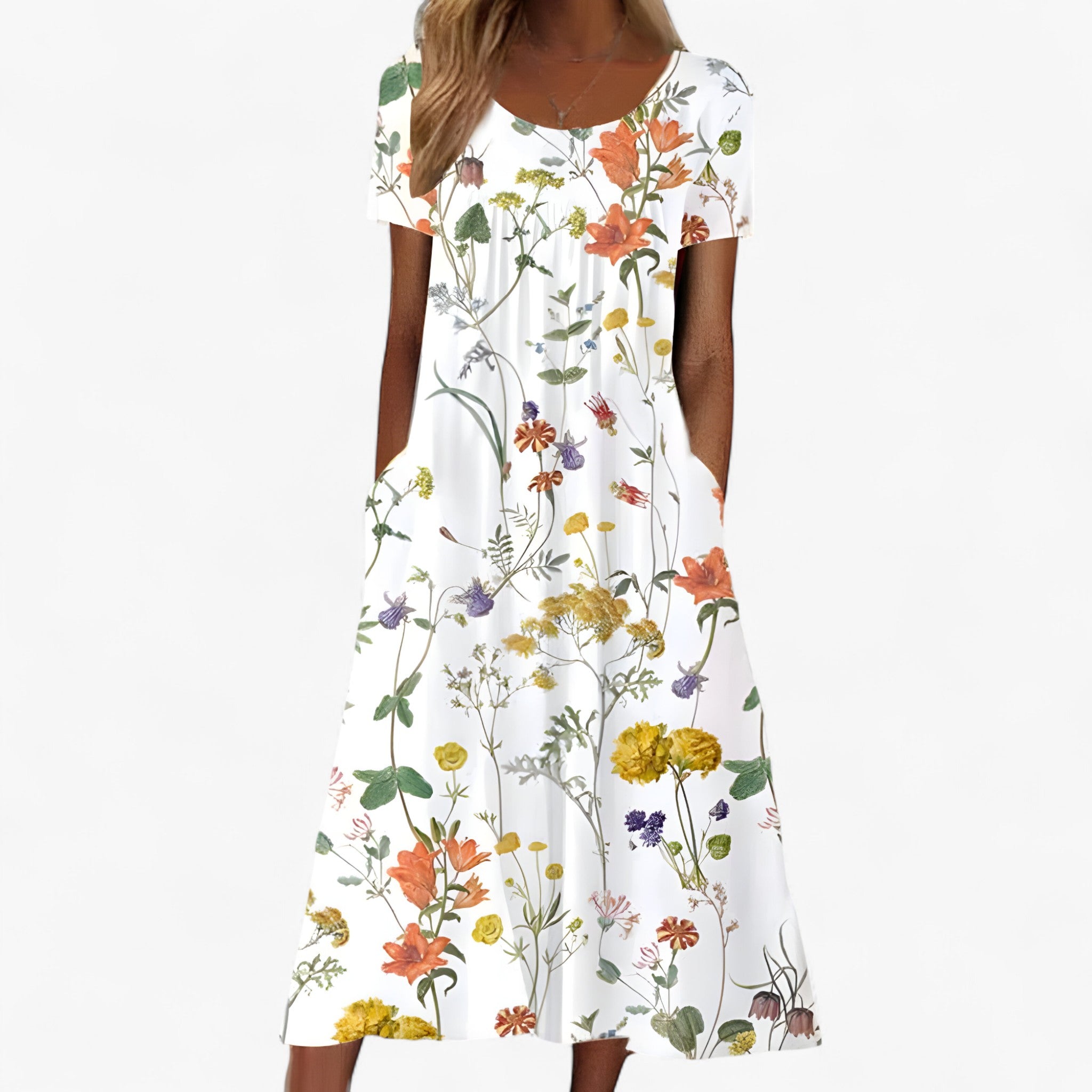 Vestito Lungo Floreale Boho Donna con Copricostume Integrato per Spiaggia e Mare - Rosso - boho copricostume donna dresses floreale vestito vestito boho - Concept Palermo