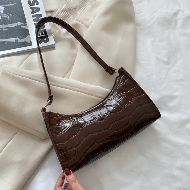 Borsa a Tracolla Donna INGE Nera in Ecopelle, Stile Retrò Elegante con Chiusura Magnetica - Marrone scuro - accessori moda borsa borsa a tracolla borsa elegante borsa in pelle borsa retrò borse a mano borse donna donna inge retr shopping bag stile vintage tracolla tracolla pratica - Concept Palermo