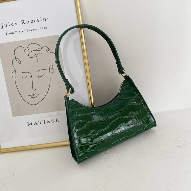 Borsa a Tracolla Donna INGE Nera in Ecopelle, Stile Retrò Elegante con Chiusura Magnetica - Verde - accessori moda borsa borsa a tracolla borsa elegante borsa in pelle borsa retrò borse a mano borse donna donna inge retr shopping bag stile vintage tracolla tracolla pratica - Concept Palermo