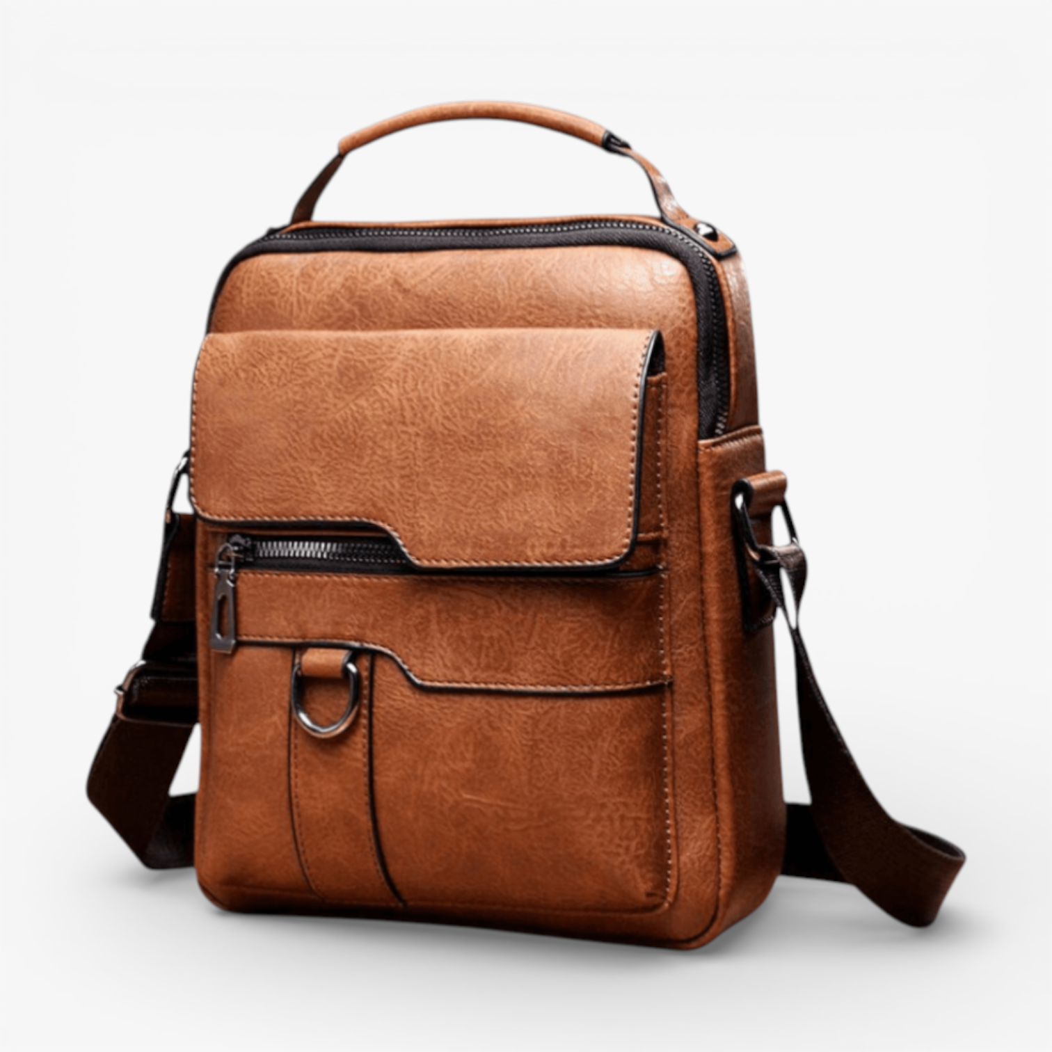 Borsa a Tracolla Uomo Lusso in Vera Pelle Nera - Elegante e Funzionale - Marrone chiaro - borsa borsa tracolla borse pelle tracolla uomo - Concept Palermo
