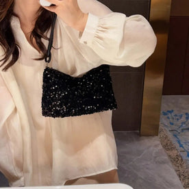 Borsa da Donna con Paillettes - Argento - accessorio moda borsa borsa alla moda borsa argento borsa casual borsa con paillettes borsa da donna borsa donna borsa elegante borsa oro borsa versatile borse a mano borse eleganti donna Metal paillettes Women - Concept Palermo