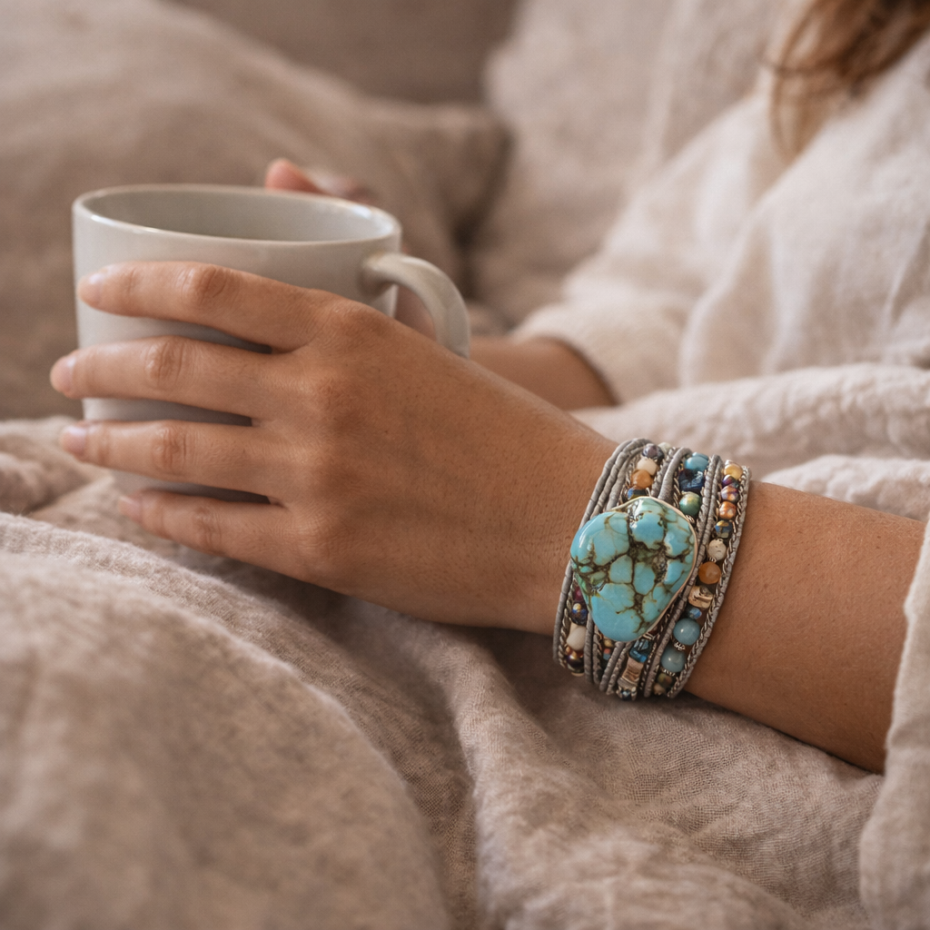 Bracciale Avvolgente Multistrato Turchese – Fili di Perline con Chiusura Regolabile - - avvolgente bracciale bracciale avvolgente BRACELET FOR WOMEN BRACELETS bracelets for women helende jewelry protettivo turchese - Concept Palermo
