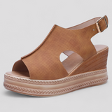 Dames plateau sandalen zwart van ecologisch leer - comfortabel en elegant met brede hak