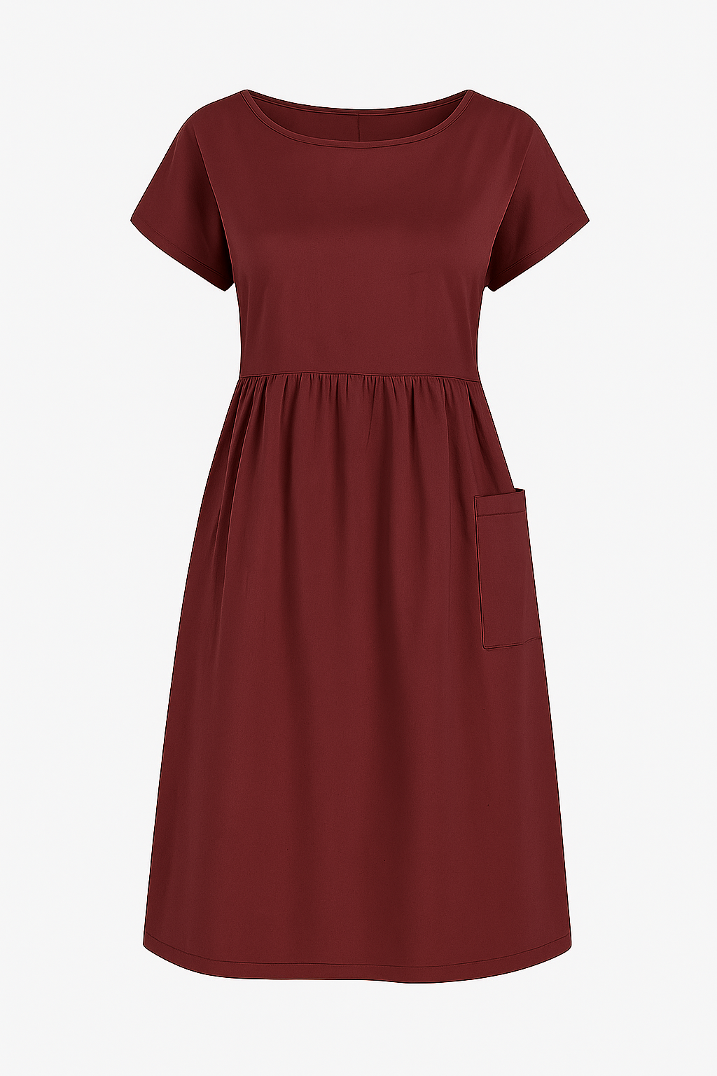 Vestito Estivo Donna Casual con Tasche, Abito Lungo Morbido in Cotone per Spiaggia - Borgogna - casual cute summer dress donna Dresses estivo female dress tasche vestito vestito estivo - Concept Palermo