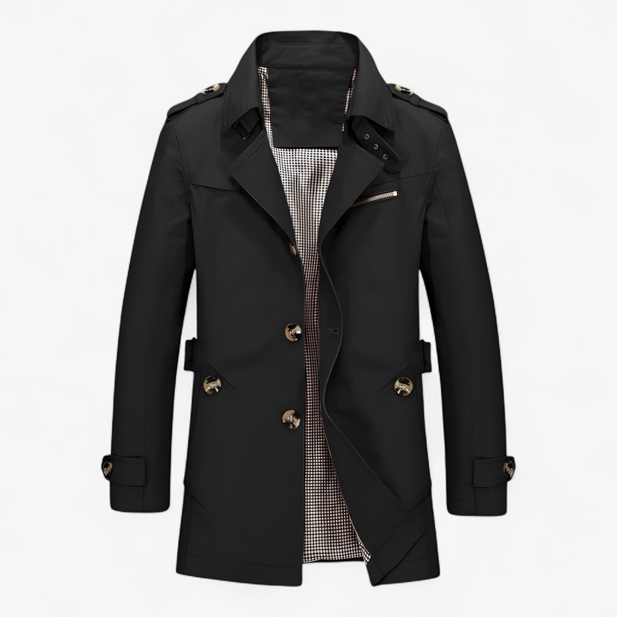 Cappotto Uomo Elegante in Cotone e Pelle, Caldo, Vari Colori e Taglie - Nero - cappotto cappotto cotone coats cotone jacket for men Jackets & Coats men's coats & jackets pelle uomo - Concept Palermo