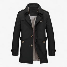 Cappotto Uomo Elegante in Cotone e Pelle, Caldo, Vari Colori e Taglie - Nero - cappotto cappotto cotone coats cotone Cotton jacket for men Jackets & Coats Men men's coats & jackets pelle Solid uomo - Concept Palermo