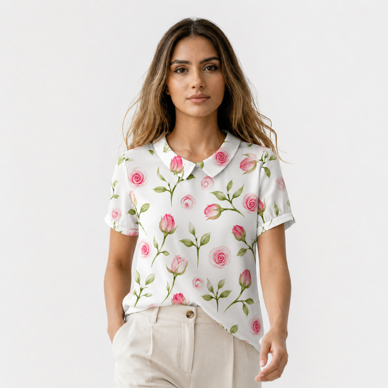 Camicia Floreale Elegante da Donna in Poliestere – Motivo Stampato - - camicia camicia stampata stampata women's top clothes - Concept Palermo