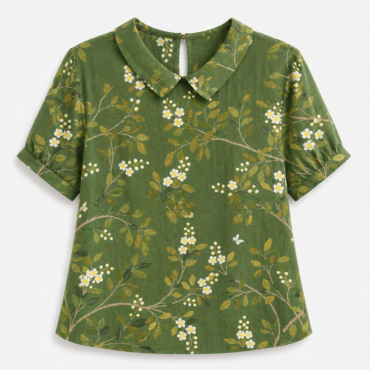 Camicia Floreale Elegante da Donna in Poliestere – Motivo Stampato - Verde-giallo - camicia camicia stampata stampata women's top clothes - Concept Palermo