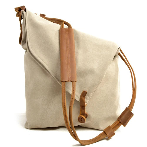 Rostro - borsa a tracolla in tela con cinghie in pelle Donna - Beige - bag bags borsa cinghie donna pelle rostro Shoulder Bags tela tracolla women Women's shoulder bag - Concept Palermo