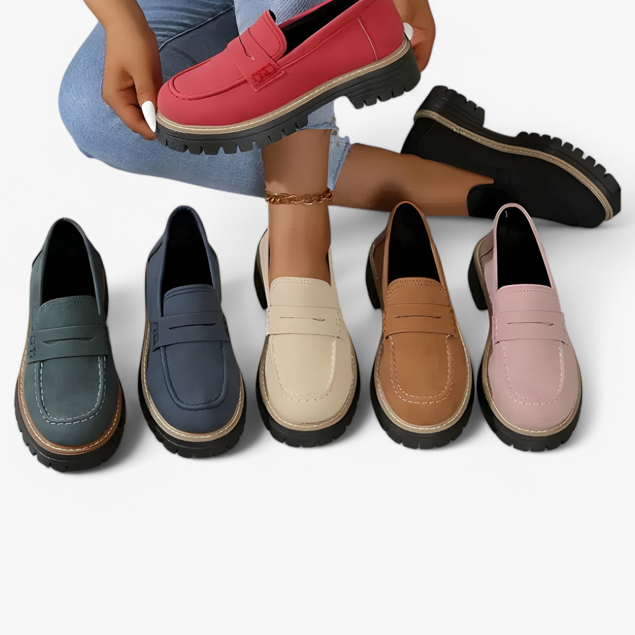 Mocassini Tykkede da Donna Eleganti in Pelle Nera con Tacco Basso - - donne mocassini mocassini tykkede schoenen shoes tykkede - Concept Palermo