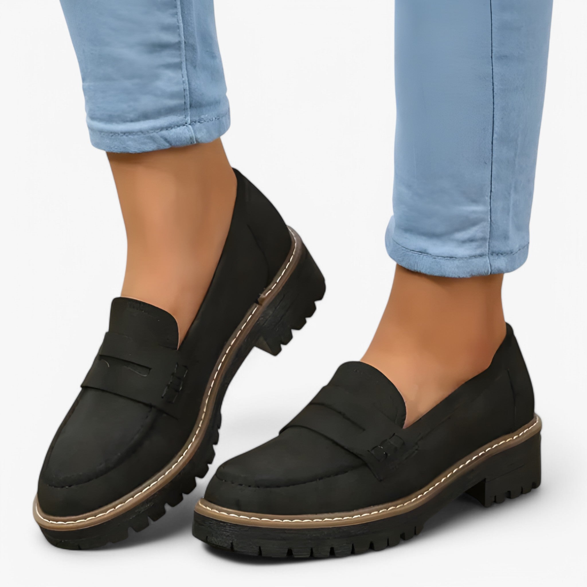 Mocassini Tykkede da Donna Eleganti in Pelle Nera con Tacco Basso - Nero - donne mocassini mocassini tykkede schoenen shoes tykkede - Concept Palermo