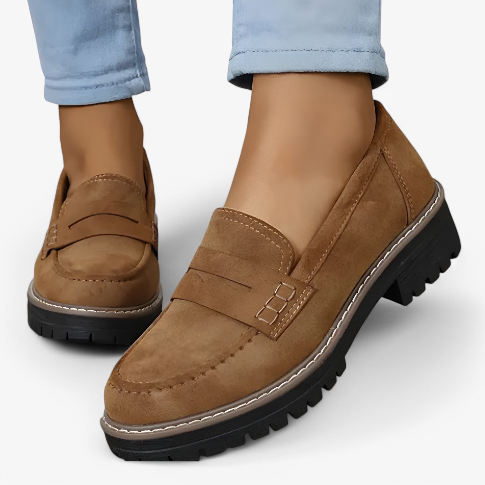 Mocassini Tykkede da Donna Eleganti in Pelle Nera con Tacco Basso - Marrone - donne mocassini mocassini tykkede schoenen shoes tykkede - Concept Palermo