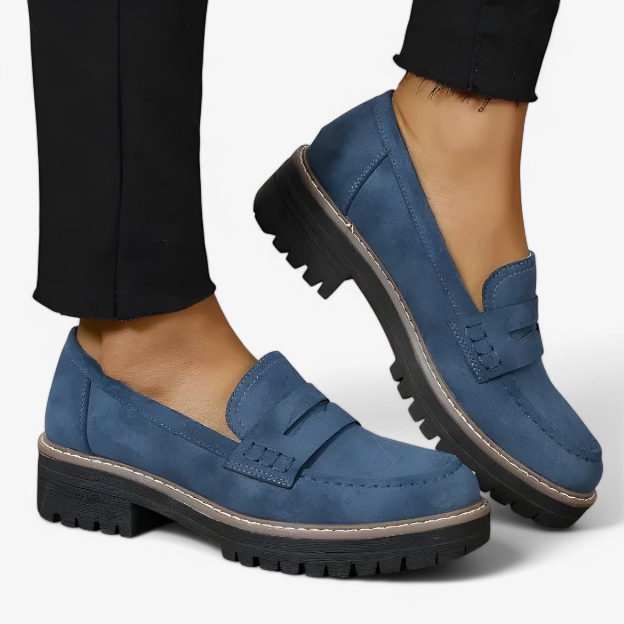 Mocassini Tykkede da Donna Eleganti in Pelle Nera con Tacco Basso - Blu - donne mocassini mocassini tykkede schoenen shoes tykkede - Concept Palermo
