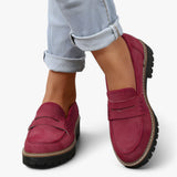 Elegante zwarte leren dames mocassins met lage hak