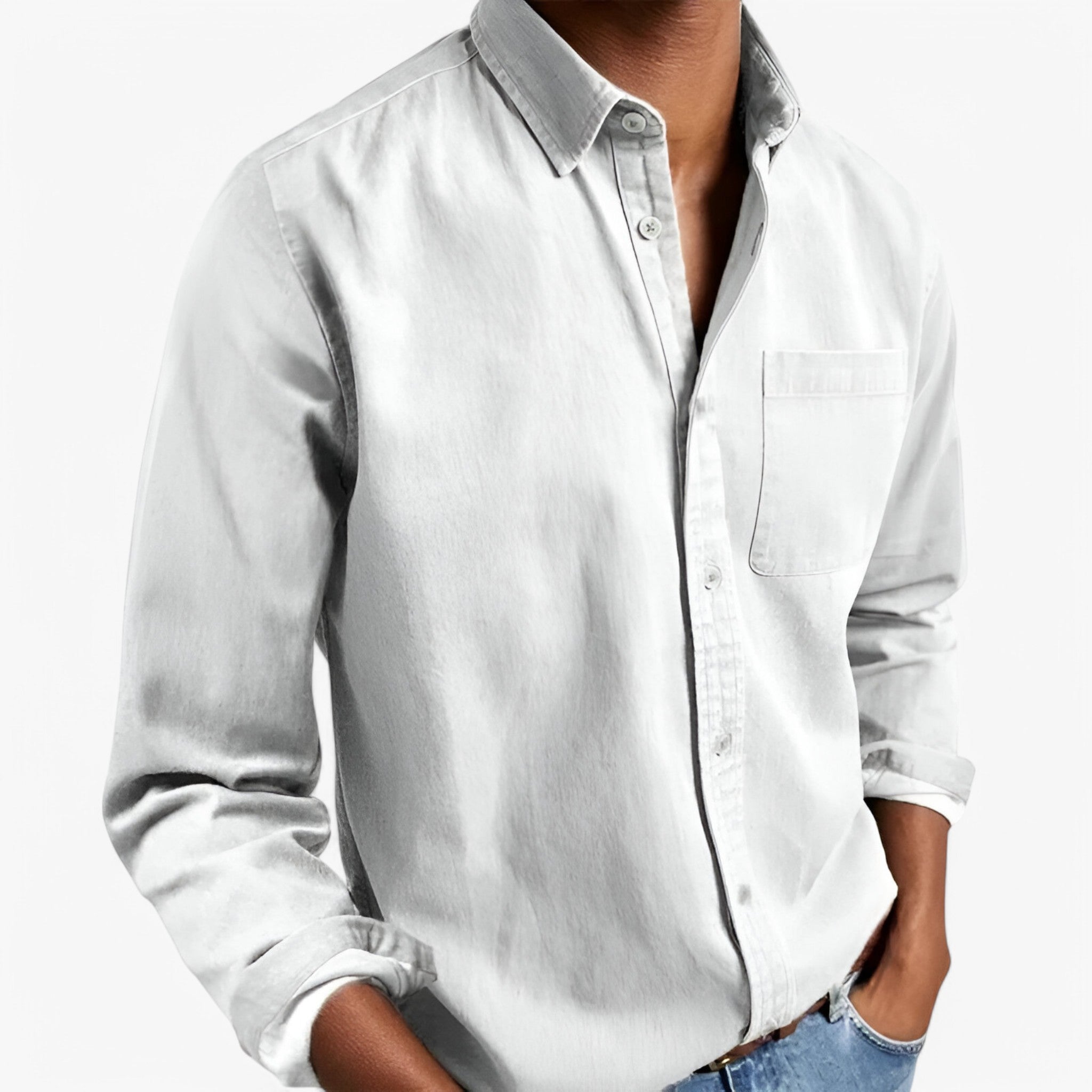 Camicia Cargo Uomo Resistente in Cotone con Tasche Multiple, Maniche Lunghe - Bianco - camicia camicia cargo cargo men's top clothes resistente uomo - Concept Palermo