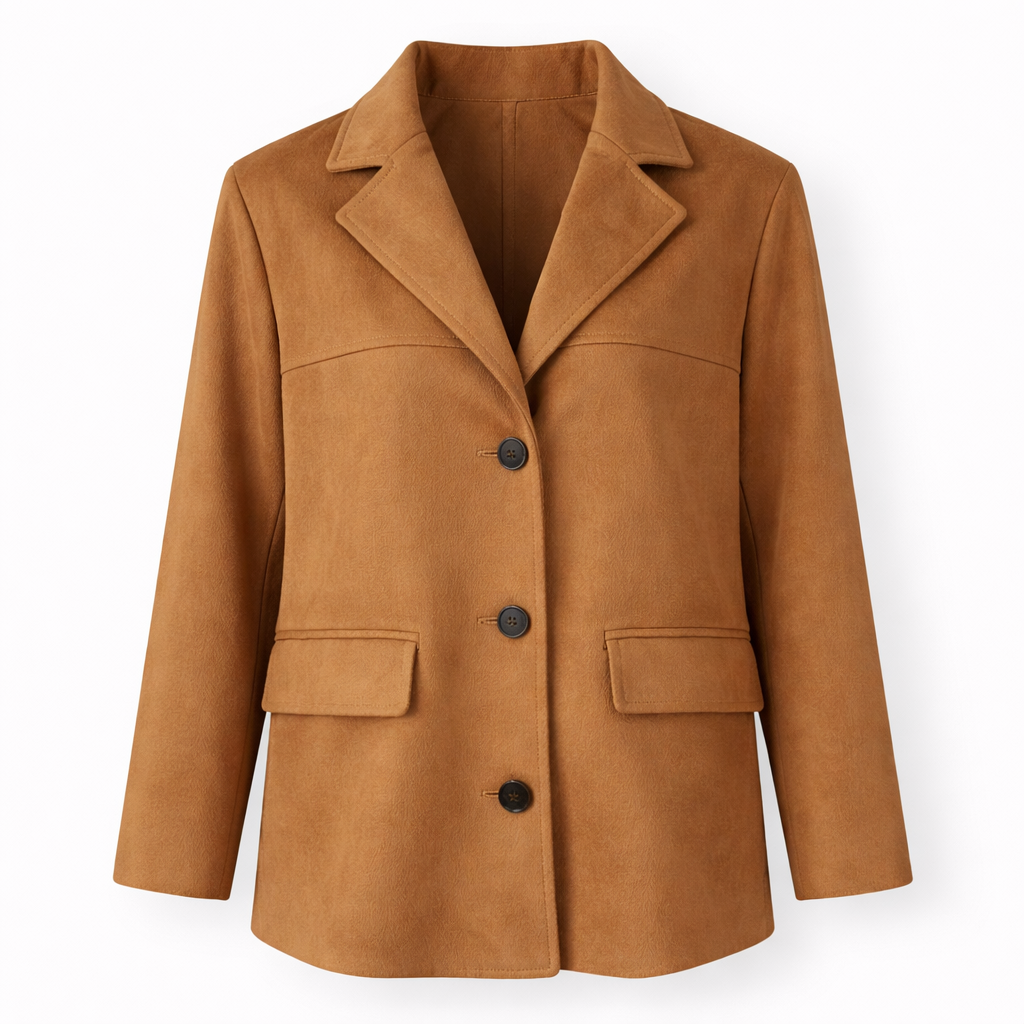 Giacca in pelle scamosciata - Marrone intenso, vestibilità sartoriale senza sforzo Donna - Marrone - Jackets Winter Woman - Concept Palermo