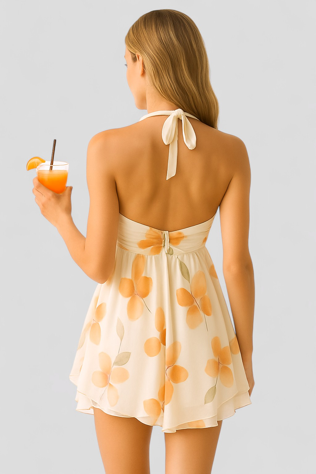 Abito Donna Mini Floreale in Chiffon - - abbigliamento romantico abito abito donna abito leggero abito mini floreale chiffon chiffon elegante design floreale donna dresses feste in giardino floreale gonna a balze moda estiva stile halter vestito multicolore - Concept Palermo