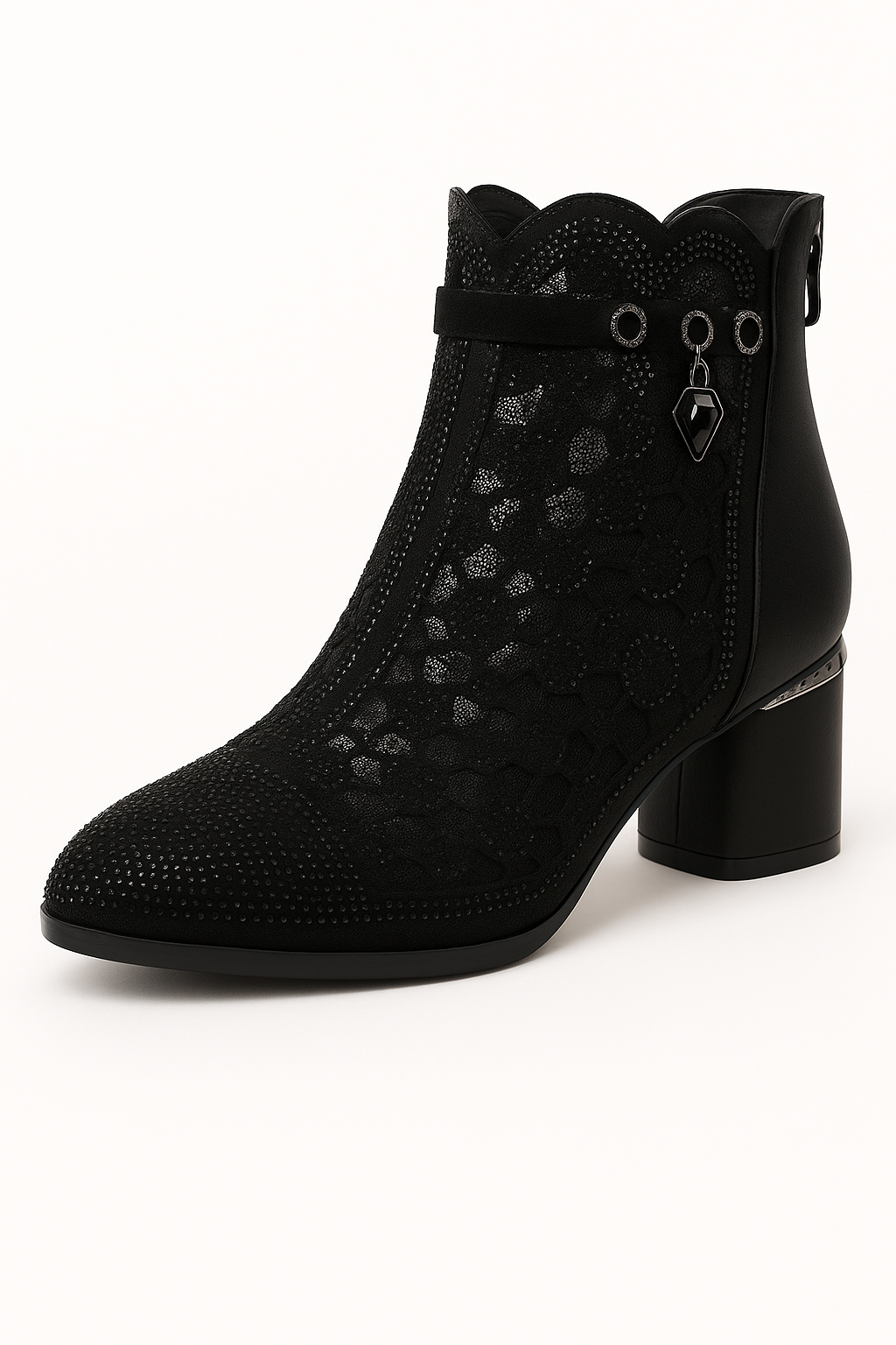 Stivaletti Estivi con Rete Ricamata e Tacco Decorato Uomo - Nera - BOOTS Boots & Shoes decorato estivi rete ricamata shoes stivaletti stivaletti estivi tacco - Concept Palermo