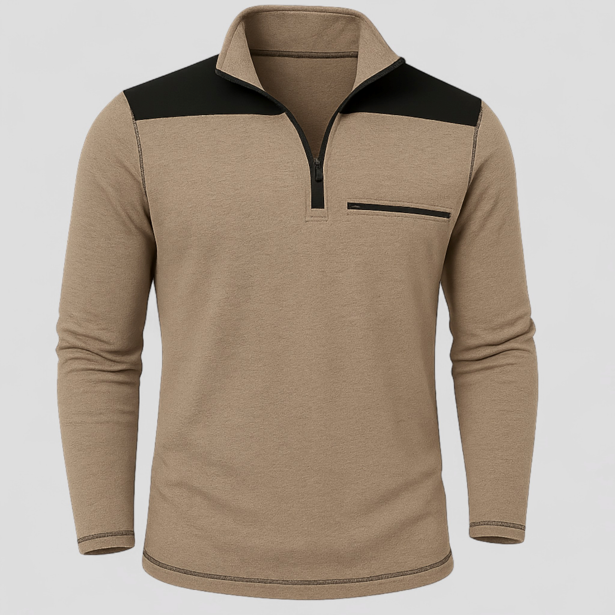 Giacca Invernale Uomo Con Collo Alto - Khaki - collo giacca giacca collo alto giacca cotone giacca esterna giacca invernale giacca maniche lunghe giacca moda giacca poliestere giacca tattica giacca uomo giacca zip invernale men's sweater uomo - Concept Palermo