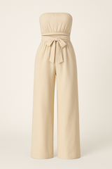 Wijde zomerse heren jumpsuit zonder schouders - casual elegante strandoutfit