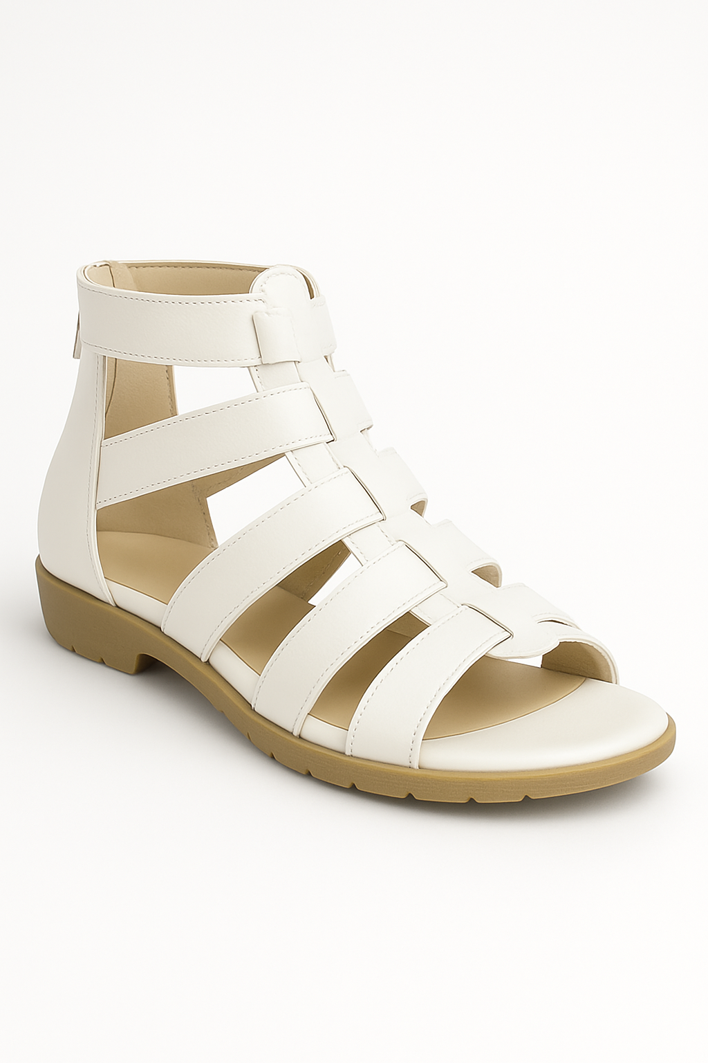 Sandali gladiatore in ecopelle con zip posteriore Pelle Uomo - Bianca - breathable sandals casual sandals comfy sandals easy wear sandals ecopelle elegant sandals fashion sandals gladiatore mira | sandali gladiatore in ecopelle con zip posteriore - €25 pelle posteriore sandali sandali gladiatore uomo - Concept Palermo