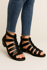 Gladiator sandalen van kunstleer met rits aan de achterkant, leer, heren