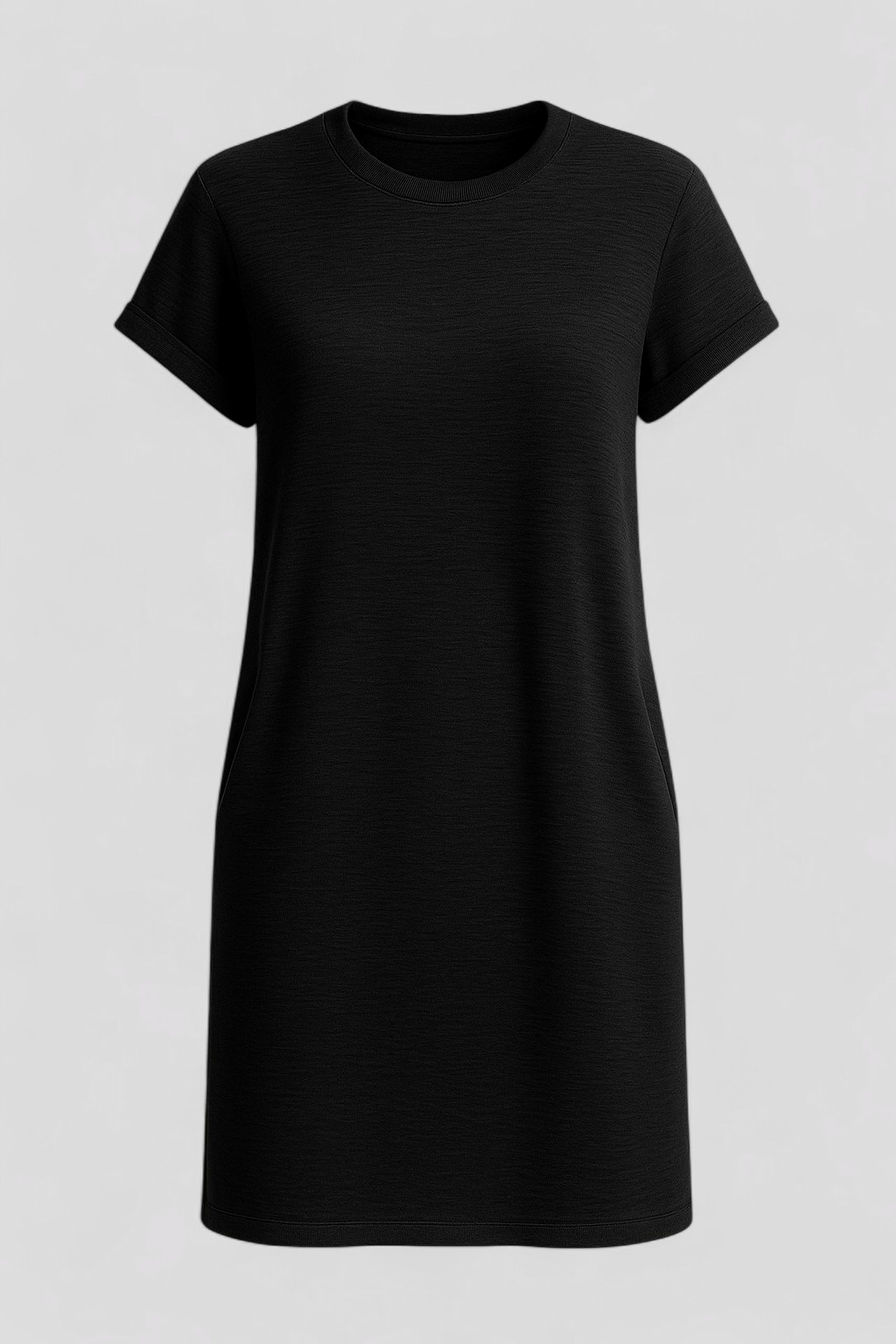 Abito Donna Estivo Casual con Tasche, Girocollo, Maniche Corte - Vestito Comodo per Ogni Giorno - Nero - abbigliamento donna abito abito con tasche abito donna abito elegante abito versatile collo design confortevole donna dresses fashion 2025 look casual maniche corte robe chic rotondo stile raffinato tasche - Concept Palermo