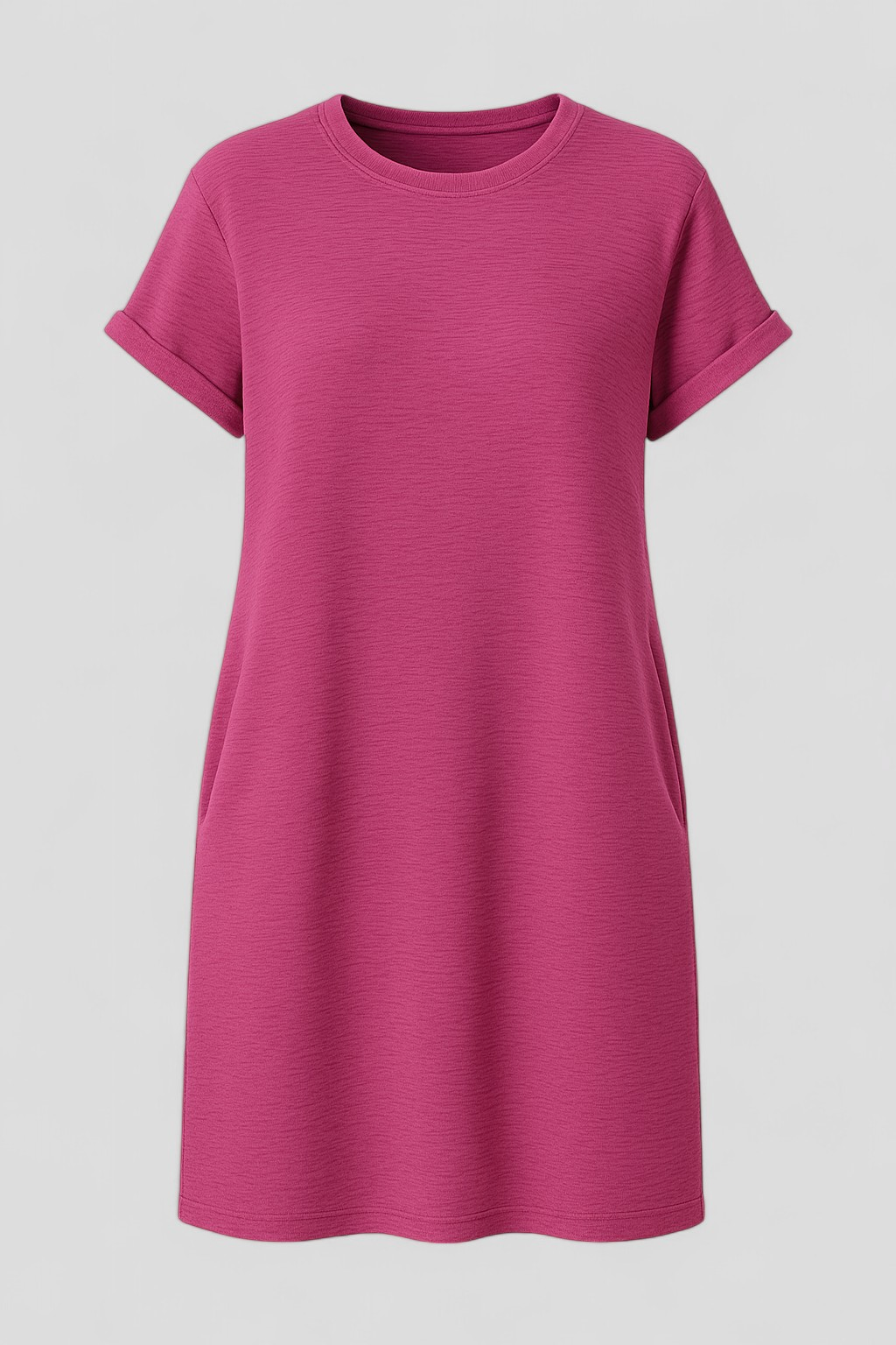 Abito Donna Estivo Casual con Tasche, Girocollo, Maniche Corte - Vestito Comodo per Ogni Giorno - Rosa - abbigliamento donna abito abito con tasche abito donna abito elegante abito versatile collo design confortevole donna dresses fashion 2025 look casual maniche corte robe chic rotondo stile raffinato tasche - Concept Palermo