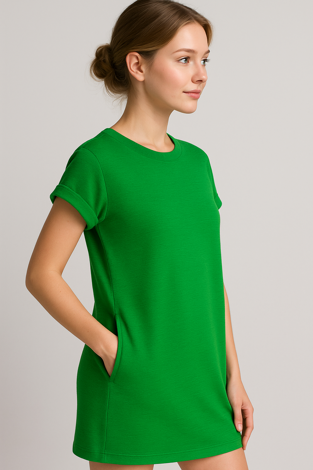 Abito Donna Estivo Casual con Tasche, Girocollo, Maniche Corte - Vestito Comodo per Ogni Giorno - - abbigliamento donna abito abito con tasche abito donna abito elegante abito versatile collo design confortevole donna dresses fashion 2025 look casual maniche corte robe chic rotondo stile raffinato tasche - Concept Palermo