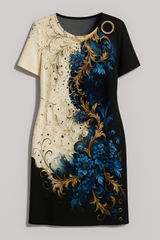 Elegante A-lijn zomerse jurk voor dames met korte mouwen en bloemenprint