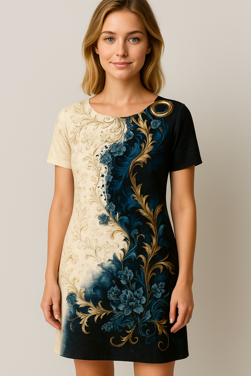 Abito Estivo Donna A-Line Elegante con Maniche Corte e Stampa Floreale - - abito abito estivo abito traspirante corte donna dresses estivo fashion estivo line maniche maniche corte occasioni casual roba da donna stile estivo tessuto leggero versatilità moda vestito A-Line - Concept Palermo