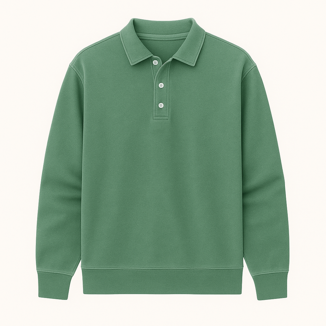 Polo Vintage Lavata a Maniche Lunghe da Uomo in Cotone Morbido - Verde - lavata lunghe maniche men's polo men's polo shirt men's sweater polo polo maniche vintage - Concept Palermo