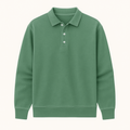 Polo vintage lavado de manga larga para hombre en algodón suave